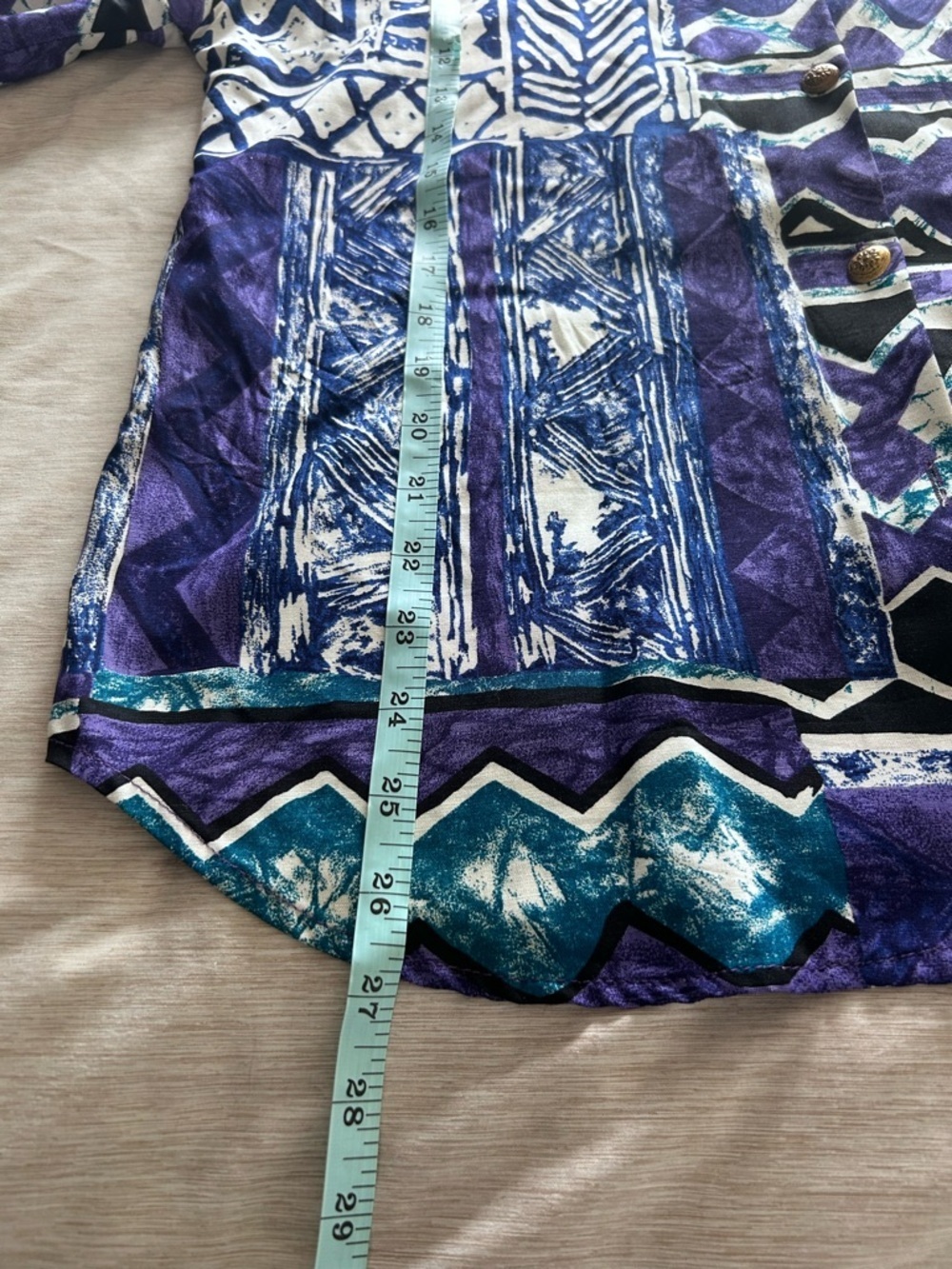 Kathie Lee Vintage 80s 90s Retro Blue Purple White Short-Sleeve Button-Up Shirt - Picture 6 of 8